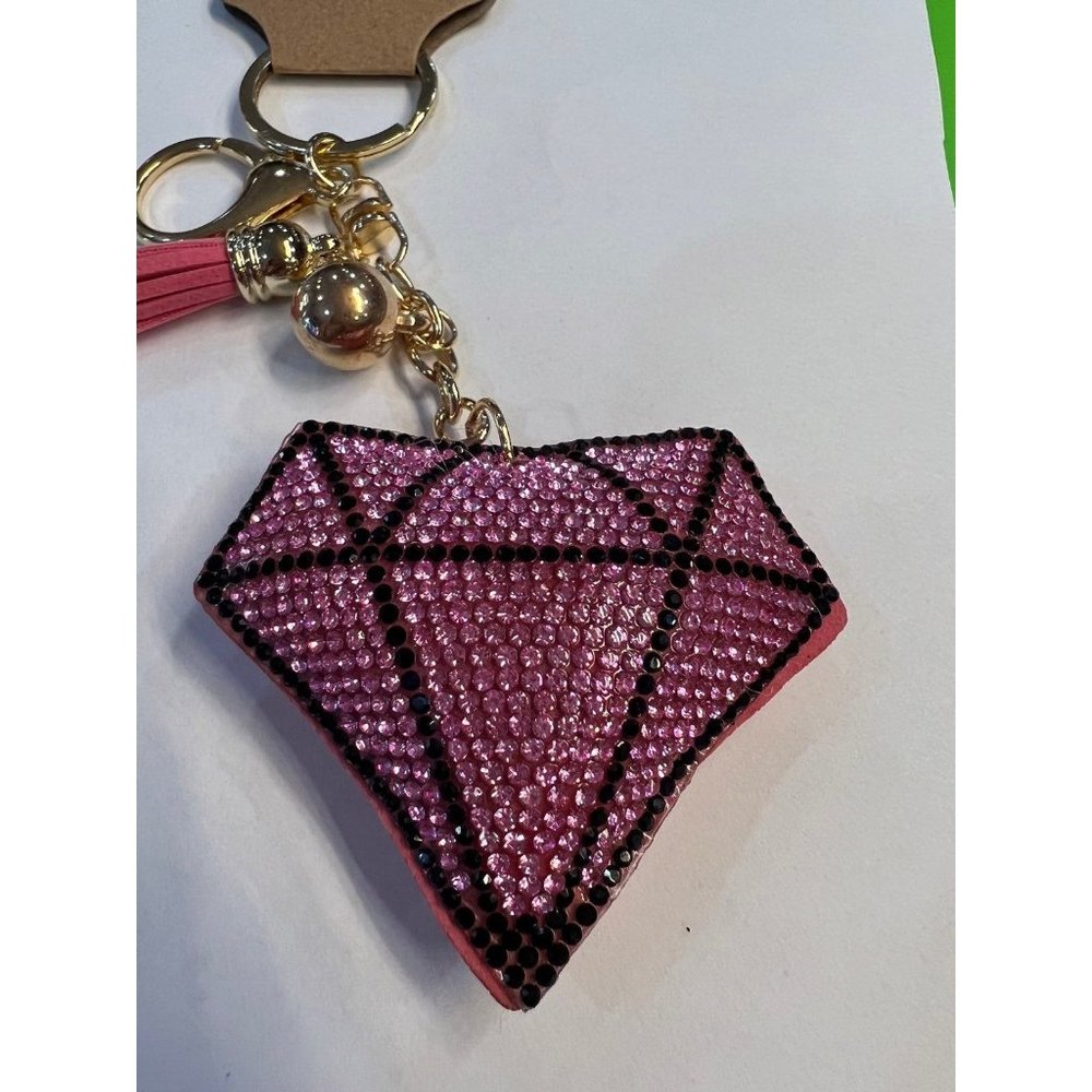 NWT Fashion Jewelry Rhinestone Pink Diamond‎ Keychain/Bag Clip
